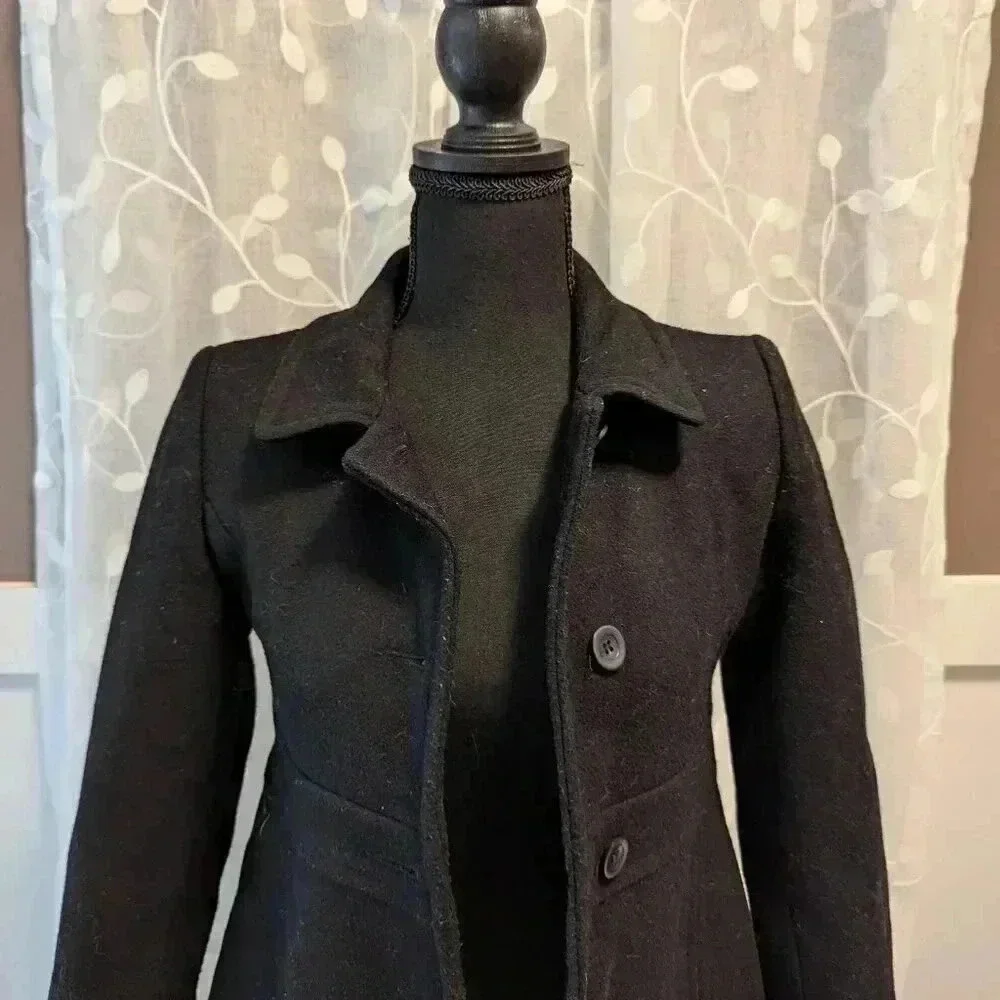 Vintage Talbots Kids Black Wool Coat, Size 8 - Picture 3 of 5